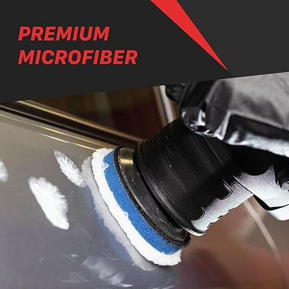 Maxshine 3" Universal Microfiber Polishing Foam Pad for Cutting – Ultra-Soft Microfiber with Hook & Loop – Compatible with DA & Rotary Polishers – Ideal for Paint Correction Tasks
