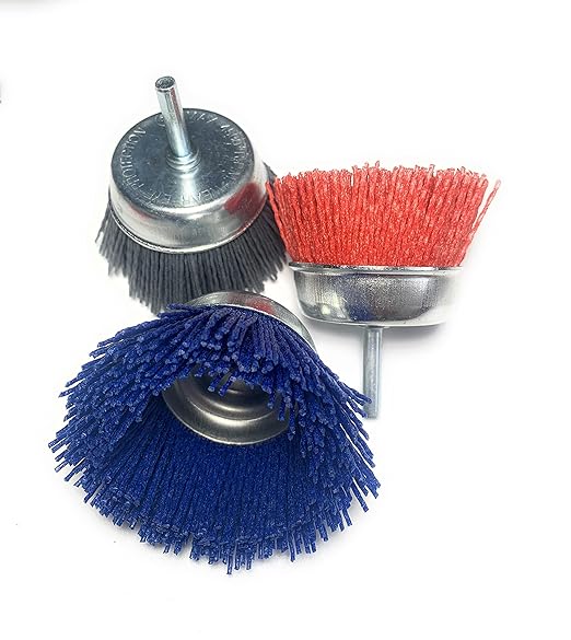 Signi 12 Pack Nylon Bristle Filament Abrasive Brush Drill Wheel and Cup Brush Set with 1/4 Inch Shank, Surface prep Remove Rust/Corrosion/Paint (3" Wheel, Straight Shank)