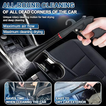Senduzll Tornado Car Cleaning Gun, Dry Car Detailing Tools, Aluminum Alloy Bearing Nozzlefor, Car Quickly Blasts Dirt and Dust Works with Air Compressor (Black)