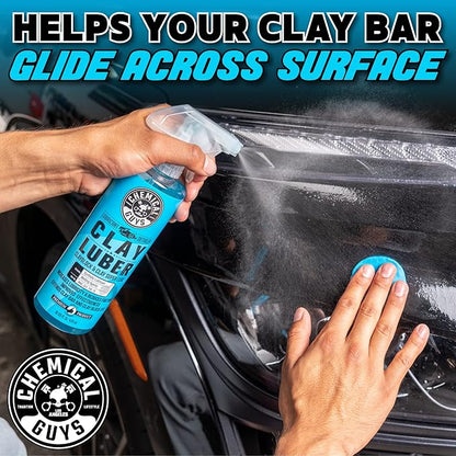 Chemical Guys Clay Bar Kit, Medium Duty with Luber Synthetic Lubricant – Removes Embedded Dirt, Restores Smooth Paint, Preps for Wax and Sealant - Safe for Cars, Trucks, SUVs, 16 oz, 2 Items