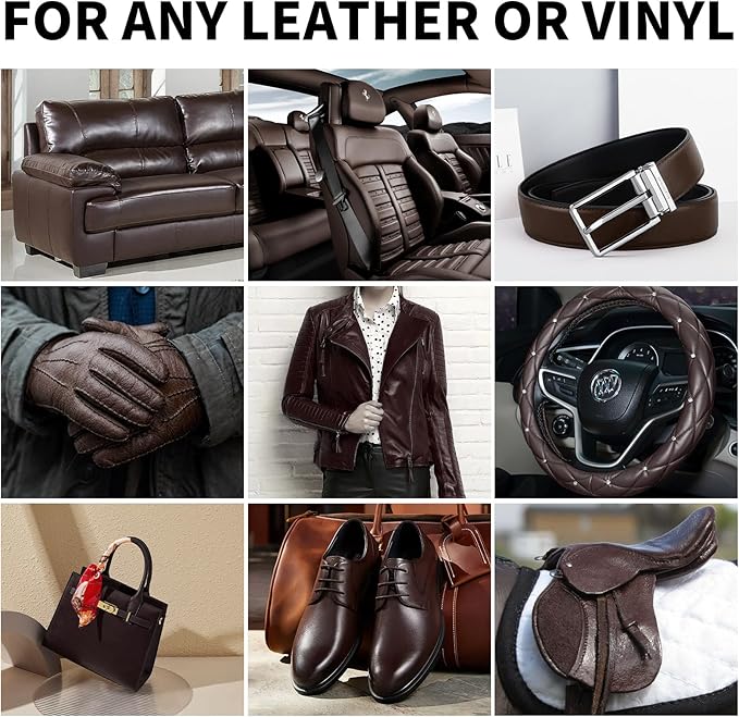 WEYSTOM Leather Recoloring Balm, 12oz Large Size Leather Dye, Color Restorer, Scratch Repair, Furniture & Couch Restorer Kit, Repair Kit for Furniture(Dark Brown)