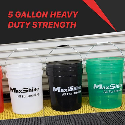 Maxshine 5gal Universal Red Detailing Bucket – Car Wash Bucket for Scratch-Free Washing, Garage Storage & Detailing Tools – Holds Soap, Foam Cannon, Microfiber Towels & More
