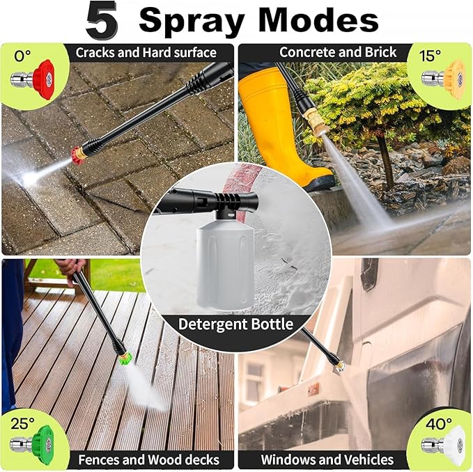 2025New Pressure Washer 4800PSI, 34" Tall, 4 Quick Connect Nozzles,Inlet Hose&Filter&500mlFoam Cannon for Cars/Fences/Driveways/Home Cleaning,Blue