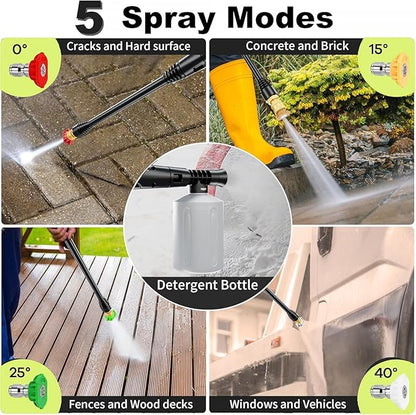 2025New Pressure Washer 4800PSI, 34" Tall, 4 Quick Connect Nozzles,Inlet Hose&Filter&500mlFoam Cannon for Cars/Fences/Driveways/Home Cleaning,Blue
