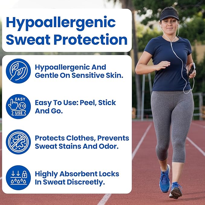 Underarm Sweat Pads for Men and Women – Disposable Armpit Shields to Combat Sweat. Regain Your Confidence with Our Easy-to-Use Underarm Pads Designed for All-Day Protection.