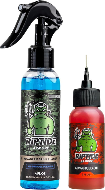 Riptide Armory Advanced Gun Cleaner & Gun Oil Kit - Cleans, Lubes, Protects Targeted Long-Lasting Formula - Nano Coat Technology - Veteran Founded & Formulated by Former US Navy Seal