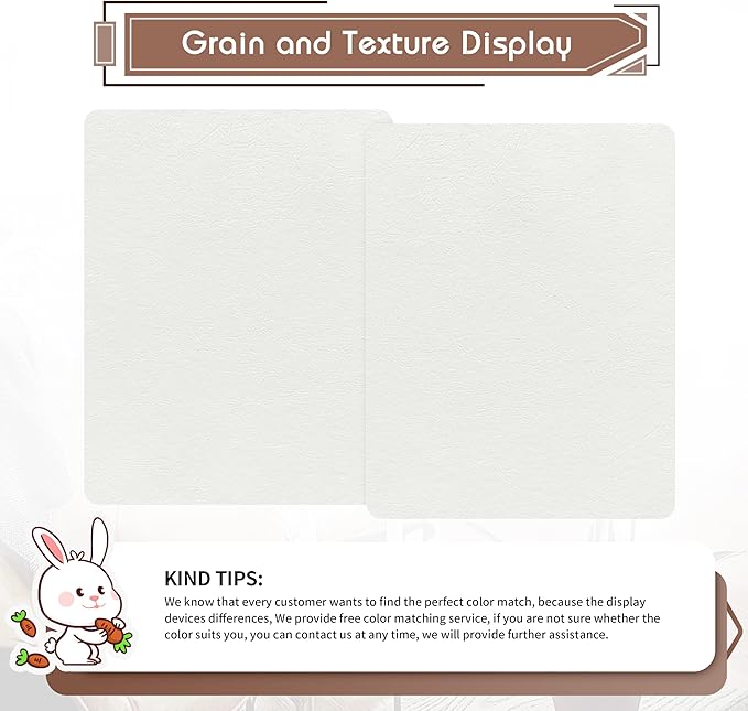 KING MOUNTAIN Leather Repair Patch,2 Packs 9 x 11 Inches self Adhesive Leather Repair Tape for Damaged Leather Furniture, Sofa Seating,Car Seats, Leather Goods（White）