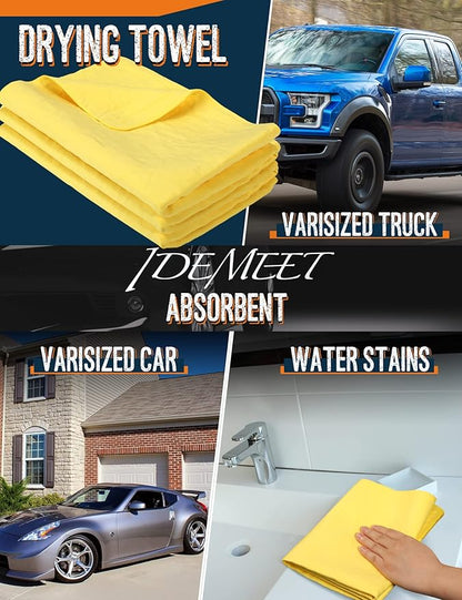 Premium Shammy Towel for Car, Super Absorbent 26""x17"" Large Car Drying Towel, Reusable Soft Car Wash Cloth, Chamois Cloth for Car, Dust Remove, No Scratch/Spot/Streak, Yellow
