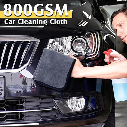 Nuenen 20 Pcs Microfiber Cleaning Towels for Cars 800 GSM Thick Plush Microfiber Cleaning Cloth Dusting Cloth Auto Detailing Absorbent Towels for Car Kitchen Window, 15.75 Inch(Grey and Yellow)