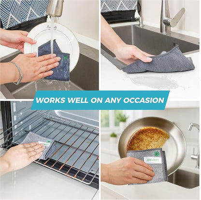 UAFAP 12Pcs New Upgrade 2-Layer Non Scratch Wire Dishcloth,Wire Dishwashing Rag,Reusable Quick-Dry Odor-Free Scrub Cloths for Dishes, Kitchen Cleaning Dish Rags for Cookware,Sinks, Dishes,Stove ﻿
