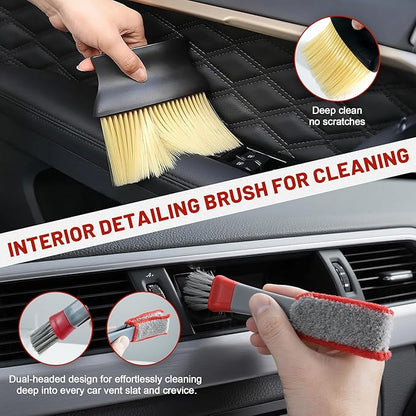 10Pcs Interior Detailing Brush Set, Car Vent & Dashboard Cleaner Kit with Microfiber Towel, Storage Bag (10PCS)