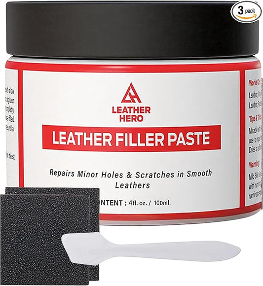 Leather Filler for Filling or Repairing Holes, Tears, Cracks, Scratches, for Leather Car Seats, Furniture, Shoes- Flexible with Applicator (100mL)