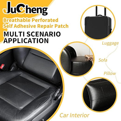 17x79 Inch Perforated Leather Repair Patch, Strong Adhesion Breathable Self-Adhesive Repair Tape Car Seat Repair Kit for Furniture, Chairs, Sofa (Dark Brown)
