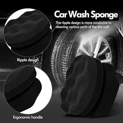 SolidSS 2 Pack Large Tire Hex Tire Shine Applicator Pads, Durable and Reusable Grip Applicator for Tire Polishing Car Cleaning (Black)