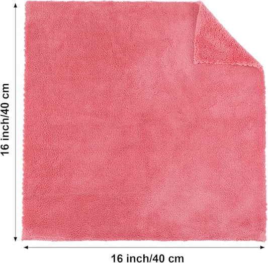 Shimeyao 30 Pcs 16 x 16 Inch Edgeless Microfiber Plush Towels for Cars Detailing Drying Wash Polishing Absorbent Cleaning Cloths, 500 GSM (16 x 16 Inch, Vivid Red, 30 Pcs)