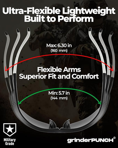grinderPUNCH Tactical Shooting Glasses Military Grade Impact Resistant Protection 100% UV Lenses ANSI Z87 Safety Glasses