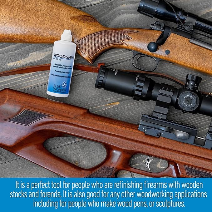 Blue Wonder Wood Shine, Shotgun and Gun Wood Cleaner, Beautifies, Restores and Protects All Wooden Surfaces, Provides Protection for Stocks, Fore-Ends, Grips Handguards and More (2-4 Oz Tubes)