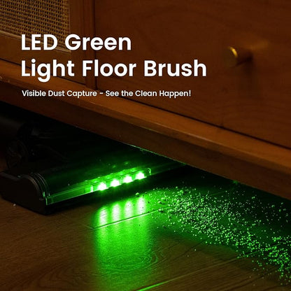 Suirviz Cordless Vacuum Cleaner, 40KPA/500W/35Mins, Green LED Light, Lightweight Stick Vacuum Self-Standing, Vacuum Cleaners for Home Handheld Vacuum for Pet Hair, Carpet, and Hard Floors, U8
