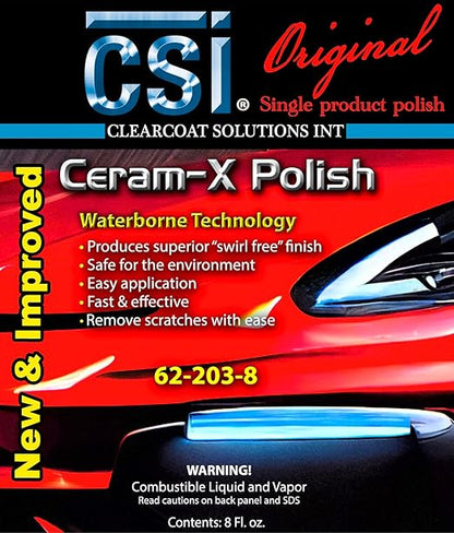 CSI Ceram-X Car Polish | The Original Single Product Polish | One-Step Paint Correction to High-Gloss Finish | Water Based Formulation | Filler-Free | Body Shop Safe