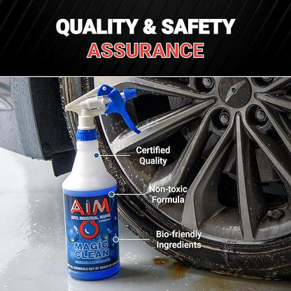 AIM Chemicals Magic Clean Multipurpose Cleaner - Industrial & Car Detailing - Cleans Cars, Trucks, SUVs, Boats, RVs - Effective Wheel & Tire Cleaner - Powerful Degreaser - Heavy Duty Use, 1 Gal