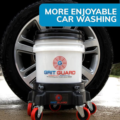 Grit Guard 5 Gallon Washing System | Includes 5 Gallon Bucket, Grit Guard, Bucket Dolly, and Gamma Seal Lid | for Car Wash and Detailing | Red