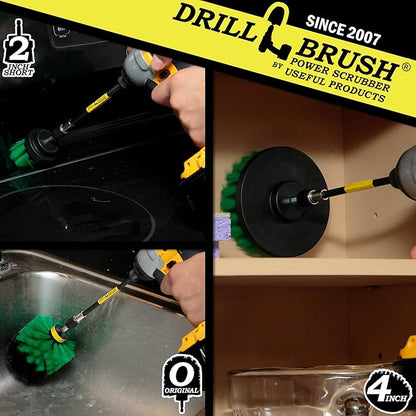 Drill Brush Household Cleaners - Kitchen Cleaning Supplies - Oven Scrub Brush - Stove Top Cleaner Kit - Countertop Cleaning Tools - Sink Pots and Pans Stain Scrubber - Frying Pan Grease Scrubber Kit