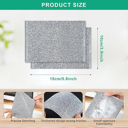 BTIFU 6 Pcs New Upgrade Steel Wire Dishcloth,Multipurpose Reusable Non Scratch Wire Dishcloth,Metal Dish Cloth Wet and Dry,for Kitchen Cleaning,Sinks, Dishes,Stove Top