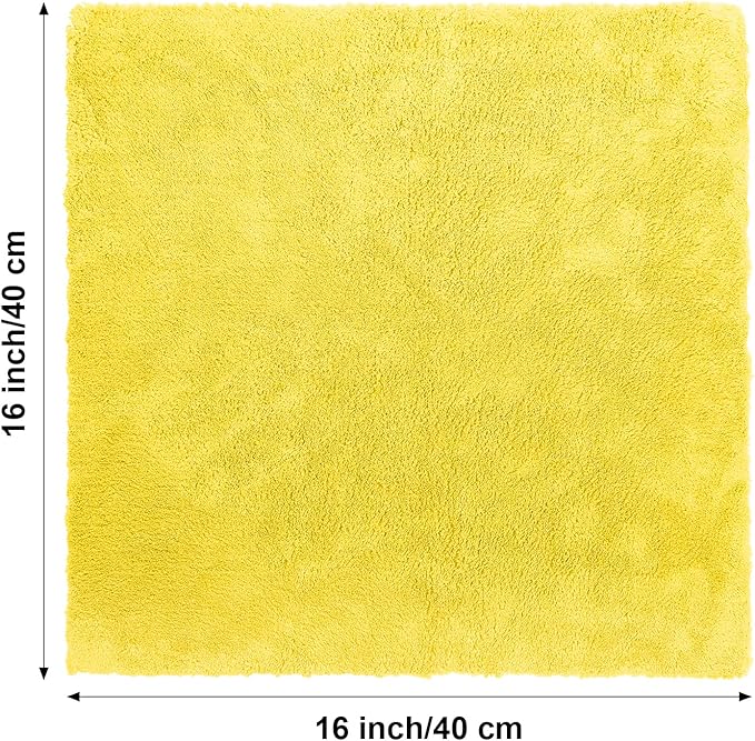 Shimeyao 30 Pcs Edgeless Microfiber Plush Towels for Cars Detailing Drying Wash Polishing Absorbent Cleaning Cloths, 500 GSM(16 x 16 Inch, Yellow)