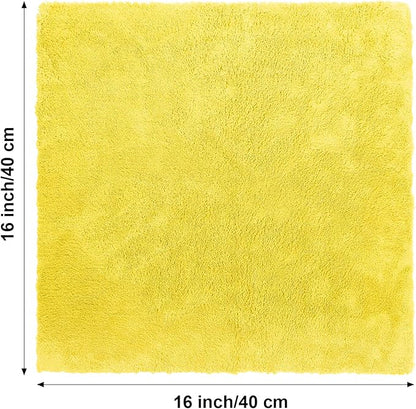 Shimeyao 30 Pcs Edgeless Microfiber Plush Towels for Cars Detailing Drying Wash Polishing Absorbent Cleaning Cloths, 500 GSM(16 x 16 Inch, Yellow)