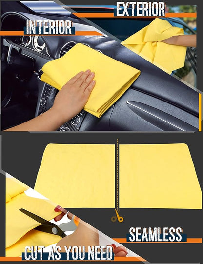 Premium Shammy Towel for Car, Super Absorbent 26""x17"" Large Car Drying Towel, Reusable Soft Car Wash Cloth, Chamois Cloth for Car, Dust Remove, No Scratch/Spot/Streak, Yellow