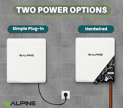 Alpine Commercial Hand Dryer with HEPA Filter, 8 Seconds Extreme Speed Electric Hand Dryer for Home Bathroom/Restaurant with Heat & Speed Control - ADA Compliant (120V White)