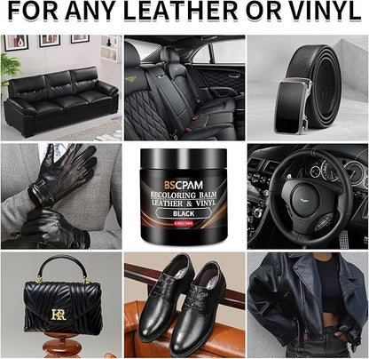 BSCPAM Black Leather Recoloring Balm,Leather Couch Scratch/Stain Remover,Leather Repair kit for Vinyl Furniture and Car Interior,Leather Dye Paint for Scratched and Faded Leather Couches