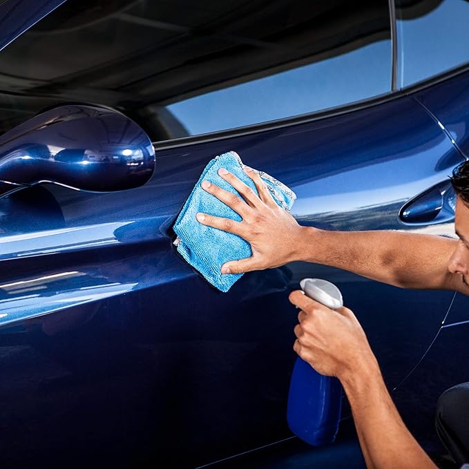 Detail Microfiber Car Towels Bulk (16"x 24") | 400 GSM | 80/20 Blend | Tagless | Soft Satin Piped Edges | All-Purpose Auto Detailing - Wax, Buff, Polish, Wash, Dry | Case of 108 (Blue)