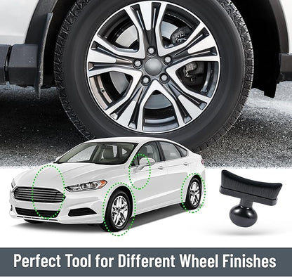 Car Tire Shine Applicator,Vegan Tire Shine Applicator with Curved Brush Head - Large Automotive Tire Dressing Applicator Brush with Storage Stand for Tire Detailing, 3.6 Inch Length -2pcs (Black)