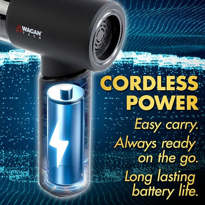 Wagan EL7209 Cordless Car Vacuum with Air Blower, Brushless Motor 16000Pa Strong Suction, Rechargeable Mini Handheld Vacuum Cleaner with USB-C, Portable Dust Cleaner and Blower for Car, Home, Office