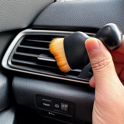 Car Detailing Brush, Soft Bristle Cleaning Brush, Scratch-Free Auto Duster Tool for Dashboard, Air Vents, Leather & Interior Cleaning (Black&Brown with Cap)