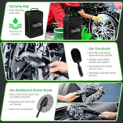 47PCS Car Detailing Kit Interior Cleaner, Car Cleaning Kit, Car Vacuum Car Interior Detailing Kit, Car Wash Kit with Bucket Auto Detailing Brush Set Car Accessories for Motorcycle, Cars, Bikes, Wheels