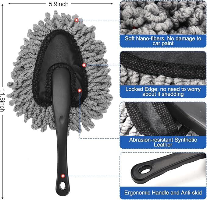 Vidspl Car Interior Duster Detailing Brush Set Cleaning Gel Kit, Soft Microfiber Towels Dash Vent Dusting Car Slime Putty Detailing Brushes Accessories Tools for Car Decoration Auto Truck SUV RV