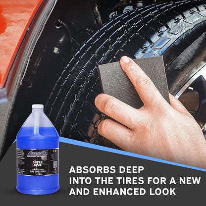 LANE'S Super Blue Tire Dressing Spray | High-Gloss Car Tire Shine Spray | No Sling, No Run, Long Lasting | Protects from Cracks & UV Rays | Non-Greasy Automotive Dressing & Cleaner | 1 Gallon