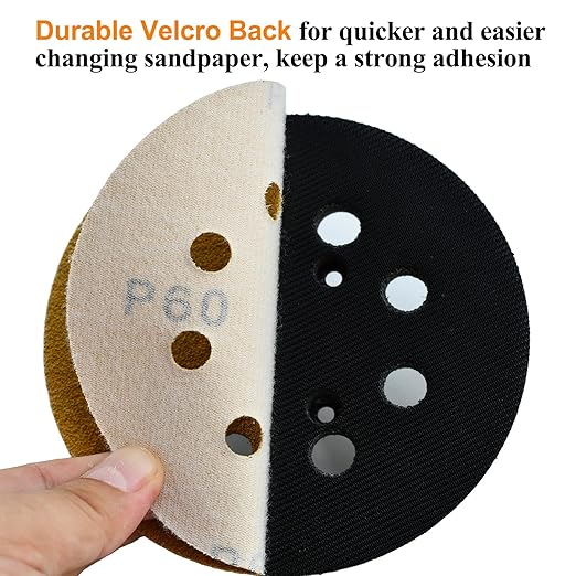 Aiyard 5-Inch 8-Hole Hook and Loop Sanding Discs 60-Grit Random Orbit Sandpaper, 100-Pack