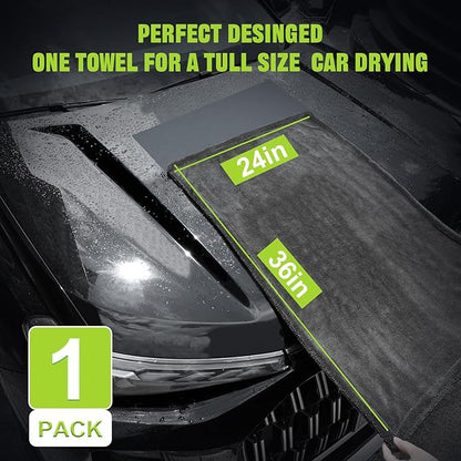TTRCB 2 Pack 1300 GSM Car Drying Towel, Microfiber Towels for Cars - 36" x 24" & 16" x 16", Ultra-Absorbent, Streak Free, Car Wash Mitt, Car Detailing Cleaning Accessories Supplies Essentials