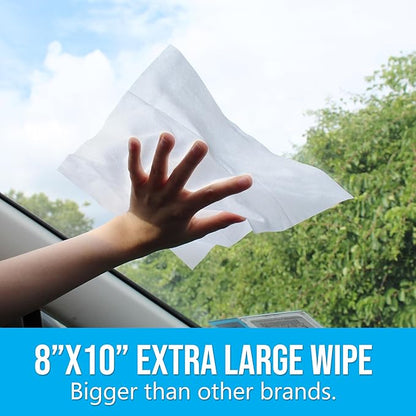 Air Jungles Glass and Window Cleaner Wipes 70 Count (Pack of 2), Extra Large 8" x 10" Size Cleaning Wipes for Car Windshield, Headlight, Mirror, Tile and Home Glass Surface