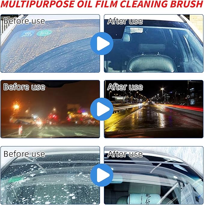 Goswar 2Pack Automotive Oil Film Cleaning Brush for Car Windows, Glass Cleaning Board, Oil Film Brush Improves Clarity and Visibility, Car Glass O il Film Remover