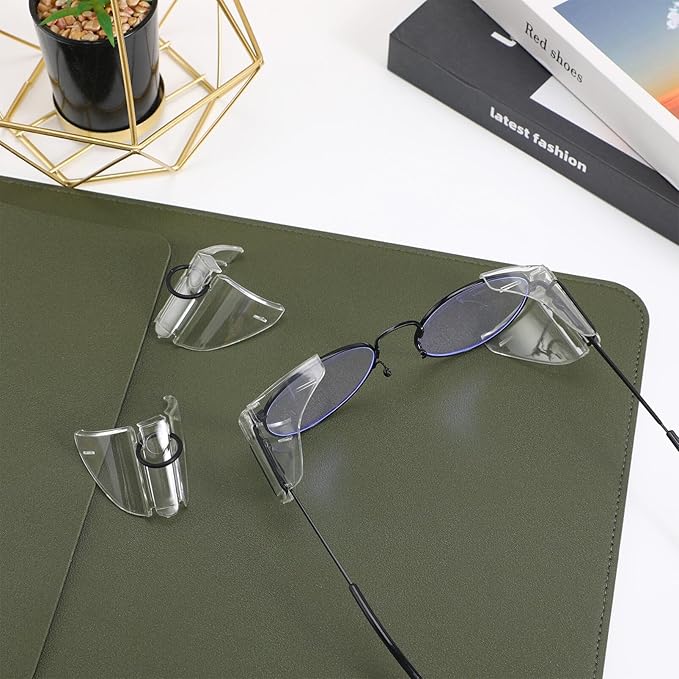 Gatuida Safety Glasses Side Shields 2 Pairs Slip on Eye Glasses Side Shields Anti-Slip On Side Shields for Safety Glasses Small to Large Eyeglasses Transparent