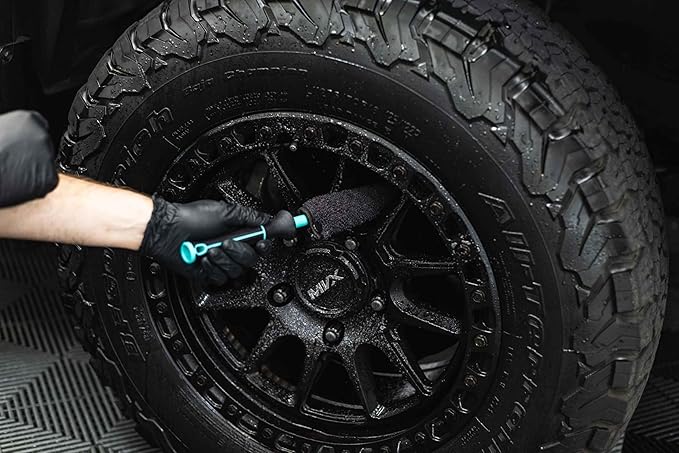 Detail Factory - Wheel Brush Mini with Interchangeable Microfiber Covers - Ultra-Soft Cleaning, Washing and Detailing Wheels, Tires, and Rims - Riptide