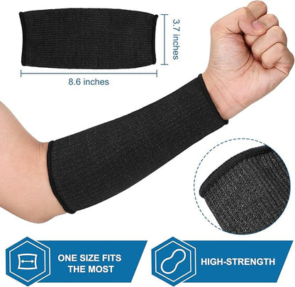 2 Pairs Cut Resistant Sleeve Arm Protection Level 5 Protection Safety Protective Sleeves Arm Protectors for Men Women(8.6 x 3.7 Inches,Black, Gray)