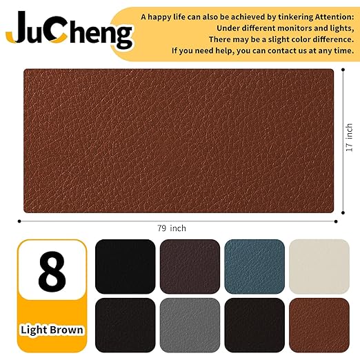 JuCheng Leather Repair Kit -Leather Repair Patch Self-Adhesive Waterproof Patch & Glue for Furniture, Car Seats, Sofa, Couch, Vinyl - Instant Fix for Tears & Scratches (Light Brown, 17X79 inch)