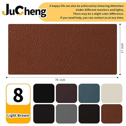 JuCheng Leather Repair Kit -Leather Repair Patch Self-Adhesive Waterproof Patch & Glue for Furniture, Car Seats, Sofa, Couch, Vinyl - Instant Fix for Tears & Scratches (Light Brown, 17X79 inch)