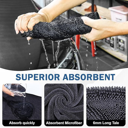 Navona 5 Pack Microfiber Car Drying Towels – Ultra Absorbent, Lint-Free Multi-Purpose Cloths for Car Wash, Bathroom Body Drying, Kitchen Cleaning & Sports Sweat Wiping