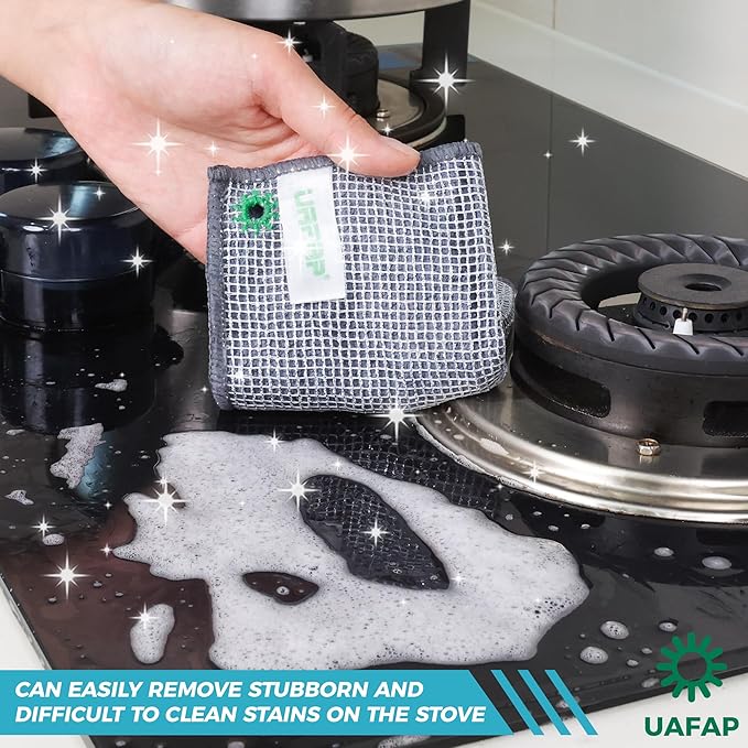 UAFAP 12Pcs New Upgrade 2-Layer Non Scratch Wire Dishcloth,Wire Dishwashing Rag,Reusable Quick-Dry Odor-Free Scrub Cloths for Dishes, Kitchen Cleaning Dish Rags for Cookware,Sinks, Dishes,Stove ﻿